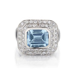 Ladies 18kt W/G 4.50 Aquamarine and Diamond Ring.