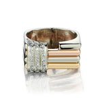 Whimsical 14kt Tri-Colour Diamond Square Band .0.30ct Tw