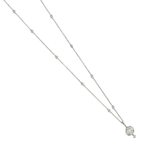 1.50 Carat Round Brilliant Cut Diamond Halo-Set Necklace