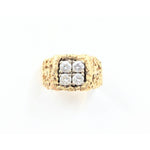 14kt Mens Nugget Finish Diamond Ring.1.00 Tcw Brilliant Cut Diamonds