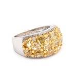 5.90 Carat Total Natural Fancy Yellow Diamonds Wide Ring