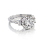 1.66 Carat Round Brilliant Cut Diamond Halo Set Engagement Ring