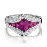 1.00 Carat Oval Ruby And Diamond Platinum Dress Ring