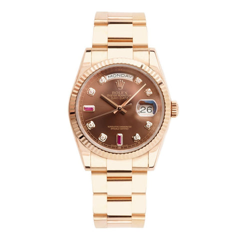 Rolex Rose Gold, Diamond & Ruby Day/Date Watch