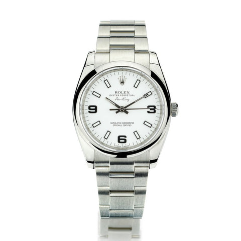 Rolex Oyster Perpetual Air King No Date Stainless Steel White Dial Watch