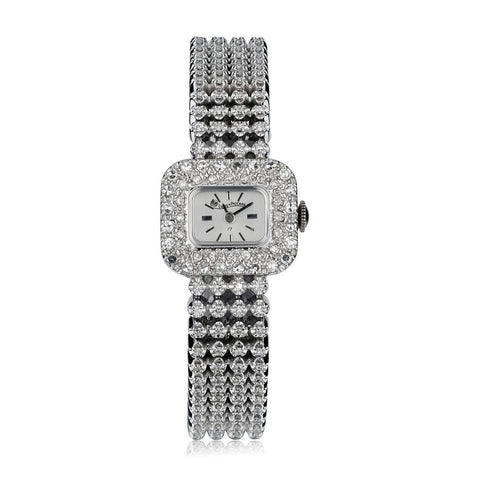 Lucien Picard Ladies 14KT White Gold Diamond Encrusted Dress Watch