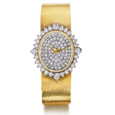 Baume & Mercier Yellow Gold Diamond Bezel And Pave Dial Watch