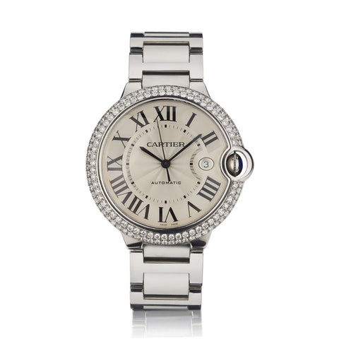 Cartier Stainless Steel Ballon Bleu Large Diamond Watch