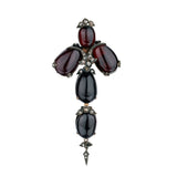 Victorian Cabachon Garnet Silver Brooch/Pendant. Circa 1840