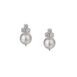 South Sea Pearl And Round Brilliant Cut Diamond Stud Earrings