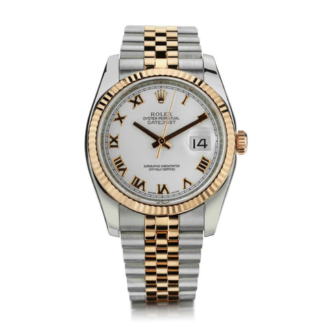 Rolex Oyster Perpetual Datejust Pink Gold & Steel 36MM White Dial Watch