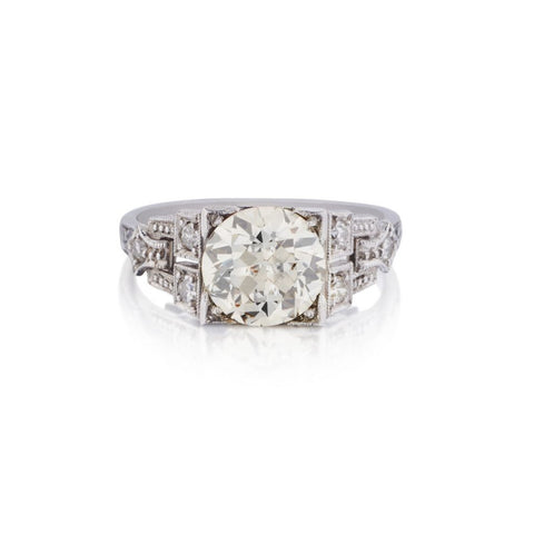 Mid-Century 2.55 Old-European Cut Diamond Engagement White Gold Ring