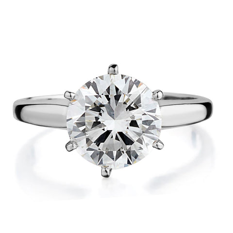 2.80ct Round Brilliant Cut Diamond 6-Prong Plat Ring