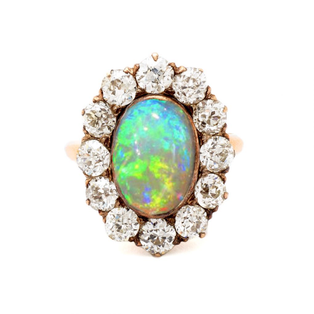 Buy Antique opal, diamond and emerald ring. - Kalmar Antiques