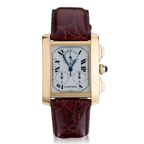 Cartier Tank Francais Chronoflex Chronograph 18kt yellow gold wristwatch Ref 1830