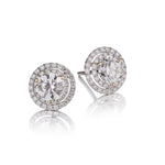 2.30 Carat Total Weight Round Brilliant Cut Diamond  Halo Studs