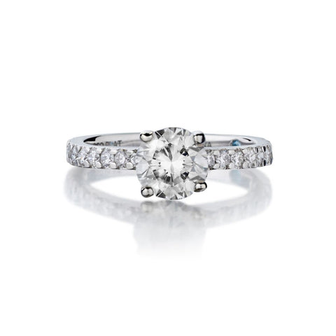 1.32 Carat Round Brilliant Cut Diamond Platinum Ring