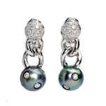 10.5MM Tahitian Pearl & Diamond WG Drop Earrings