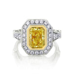 3.01 Carat GIA Natural Fancy Intense Yellow Radiant Cut Diamond Ring