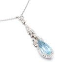 6.75 Carat Aquamarine and Diamond Platinum Pendant