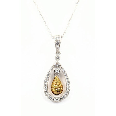 14kt White Gold Diamond Pave'  Teardrop Pendant