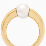 Cartier 8.5mm Cultured Pearl 18 Karat Yellow Gold Ring. Size 7.