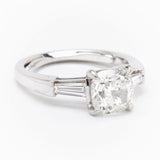 1.60 Carat Cushion Cut Diamond and White Gold Ring