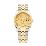 Rolex Oyster Perpetual 36mm Datejust Jubilee Gold Dial Watch