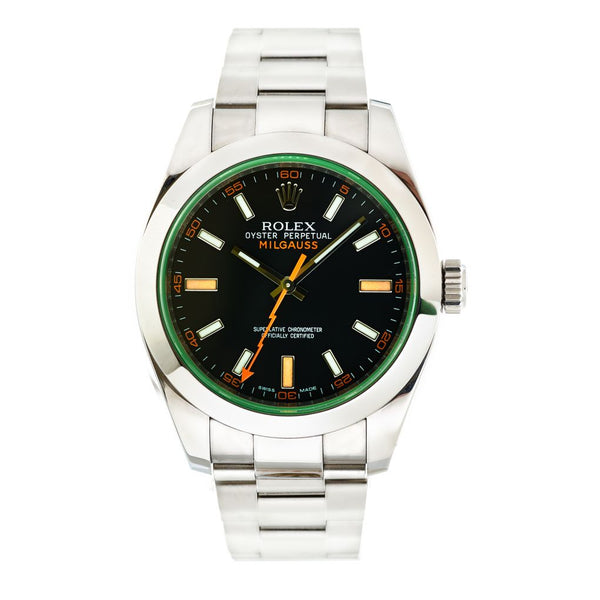 Rolex Oyster Perpetual Milgauss Green Glass Steel Watch Van Rijk