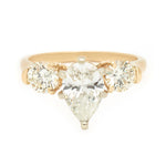 1.15 Carat Pear-Shape Diamond Three-Stone Yellow Gold Ring