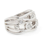 White Gold & Round Brilliant Cut Bubbles Design Ring