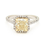 2.19ct Natural Fancy Light Yellow Radiant-Cut Halo Ring