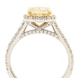 2.19ct Natural Fancy Light Yellow Radiant-Cut Halo Ring