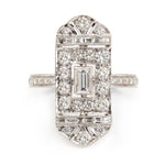 Elongated Baguette & Round Brilliant Cut Diamond Ring