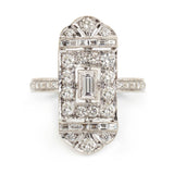 Elongated Baguette & Round Brilliant Cut Diamond Ring