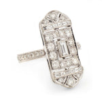 Elongated Baguette & Round Brilliant Cut Diamond Ring