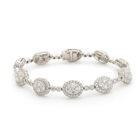 5.80CT Round Brilliant Cut Diamond Halo-Set Bracelet