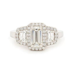 1.25CT Emerald Cut Diamond Three Stone Platinum Ring