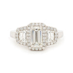 1.25CT Emerald Cut Diamond Three Stone Platinum Ring