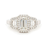 1.25CT Emerald Cut Diamond Three Stone Platinum Ring