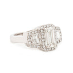 1.25CT Emerald Cut Diamond Three Stone Platinum Ring