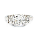 3.02 Carat Cushion Cut Diamond Three-Stone Engagement Ring