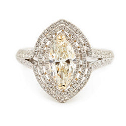 1.15 Carat Marquise-Cut Halo Diamond Split-Shank Ring