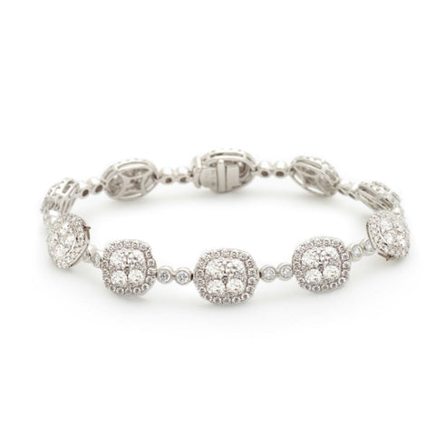 7.30CT Round Brilliant Cut Diamond Halo-Set Bracelet