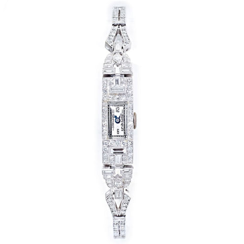 Henry Sandoz Art Deco Diamond-Set & Platinum Watch