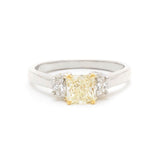 0.85 Carat Light Yellow Radiant Cut Diamond & Gold Ring