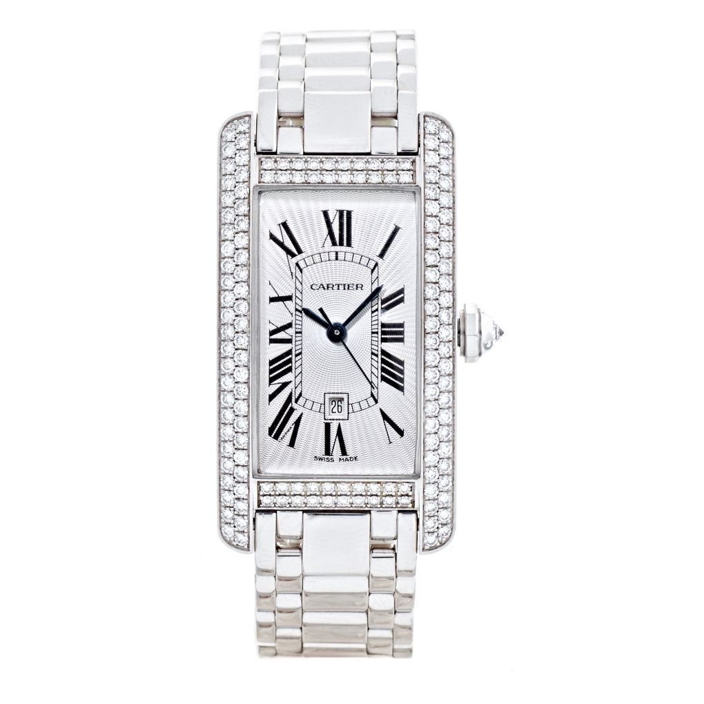 Cartier tank americaine white hotsell gold diamonds