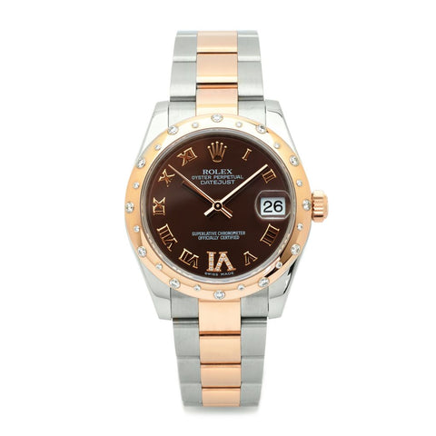 Rolex Mid-Size Everose Gold, Steel And Diamond Datejust Watch