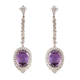 Platinum Amethyst & Diamond Reproduction Earrings