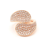 1.85 Total Carat Round Brilliant Cut Diamond Gold Leaf Ring